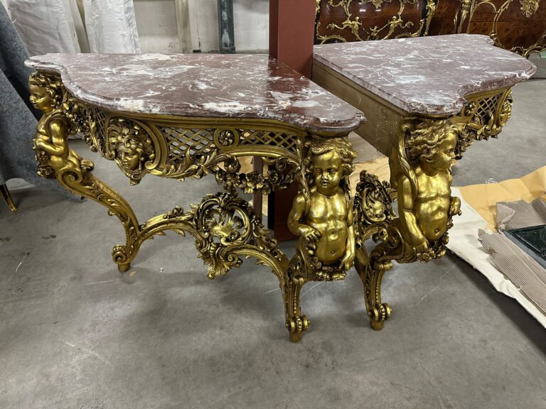 Gilt Console — Cherubs & Red Marble