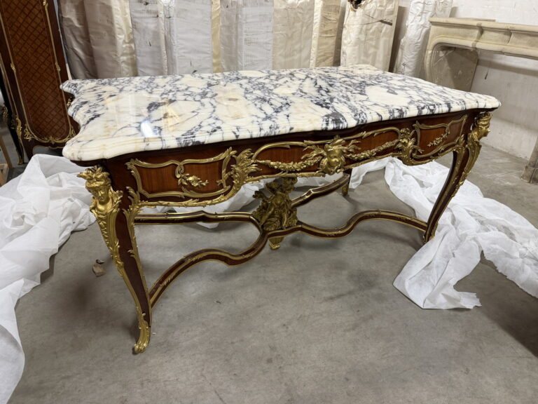 Marquetry Centre Table with Marble Top